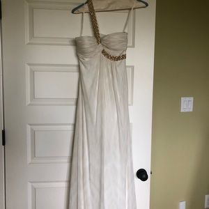 White Prom dress with gold accents